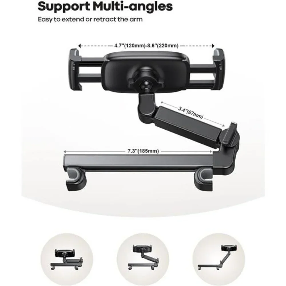 Lamicall Car Headrest Tablet Holder - [3 in 1 Extension Arm] Adjustable Tablet